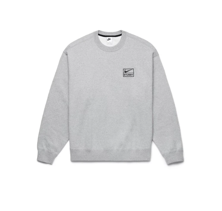 Nike X Stussy Wash Crew Fleece Grey Sweater